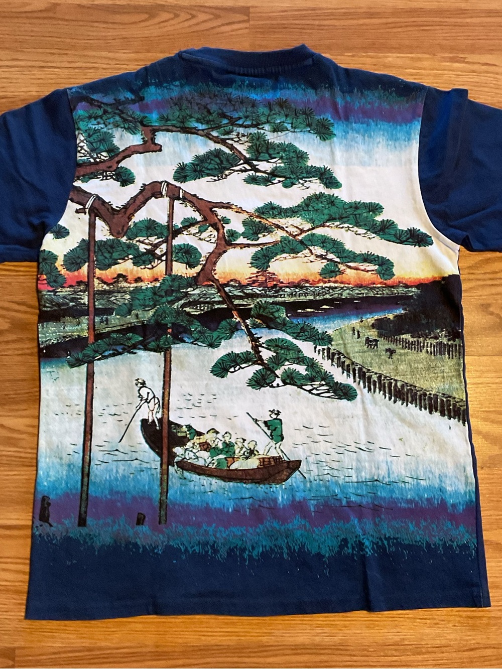 Rebel Vengeance Osaka Japan Graphic Cotton T-Shirt Blue Size Small